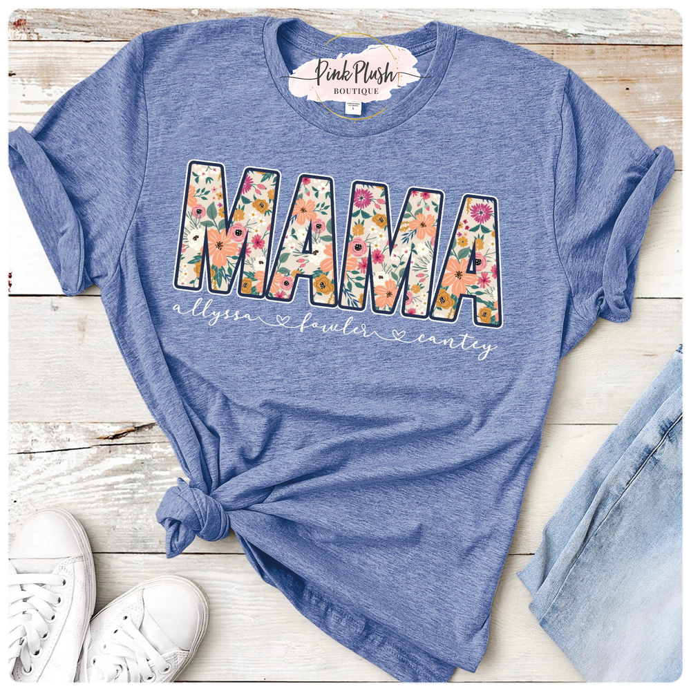 Floral “MOM / GRANDMA” Personalized T-shirt