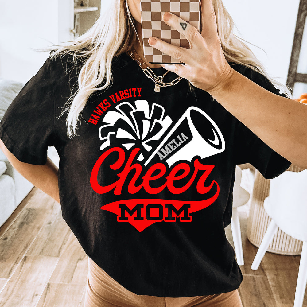 
            
                Load image into Gallery viewer, NEW! &amp;quot;Cheer Mom&amp;quot; Tshirt - Customize with Your Team Color
            
        