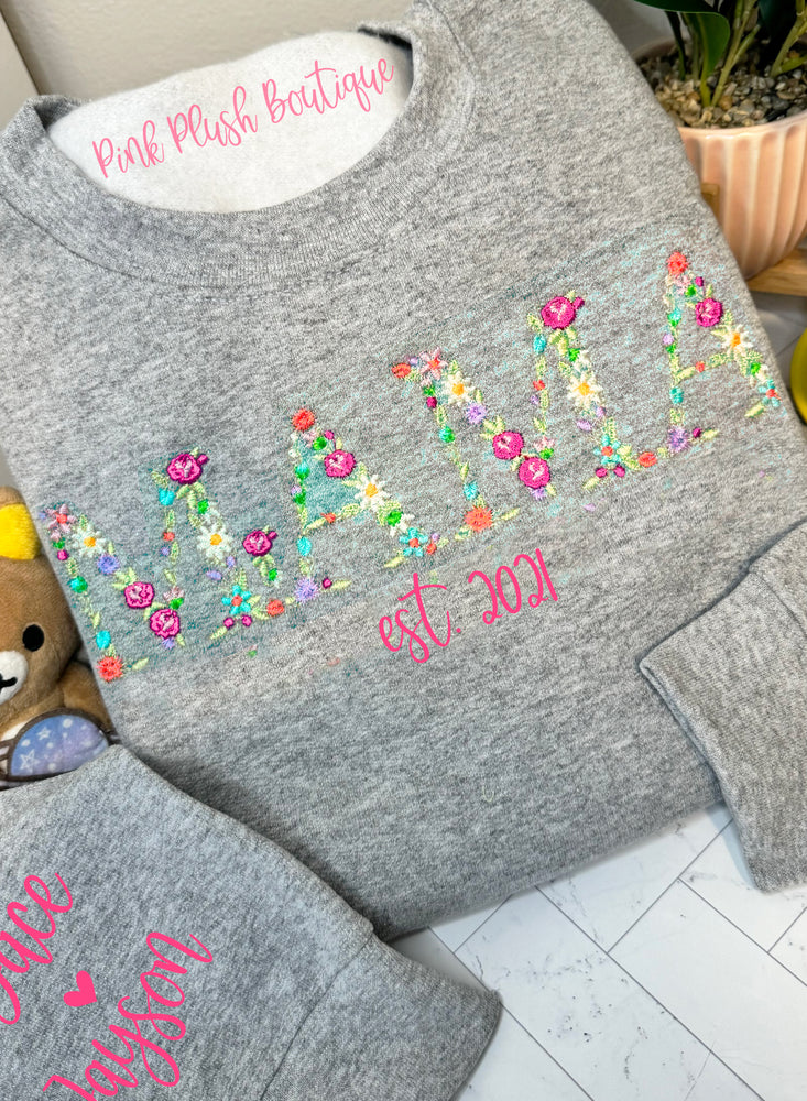 NEW! "Mama" Embroidered Personalized Sweatshirt