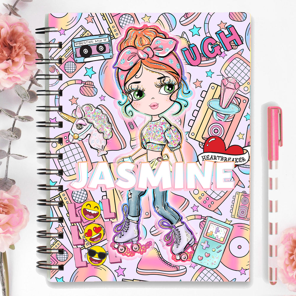 NEW! Personalized "Skater Girl" Notebook (choose your own doll)