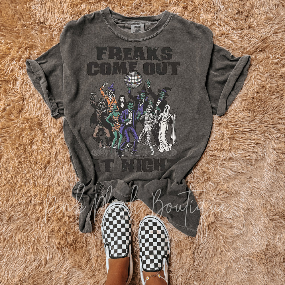 NEW! "Freaks Come Out at Night"  Disco Halloween Tshirt