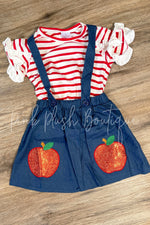 Red Stripe Apple Skirt Set