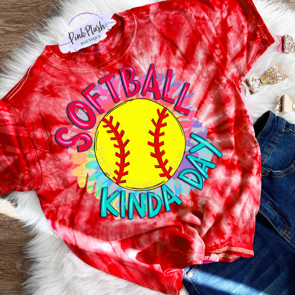 "Softball Kinda Day" Tye Dye Tshirt