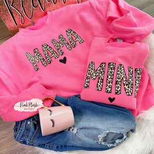
            
                Load image into Gallery viewer, &amp;quot;Mama 💗 Mini&amp;quot; Leopard Sweatshirt
            
        