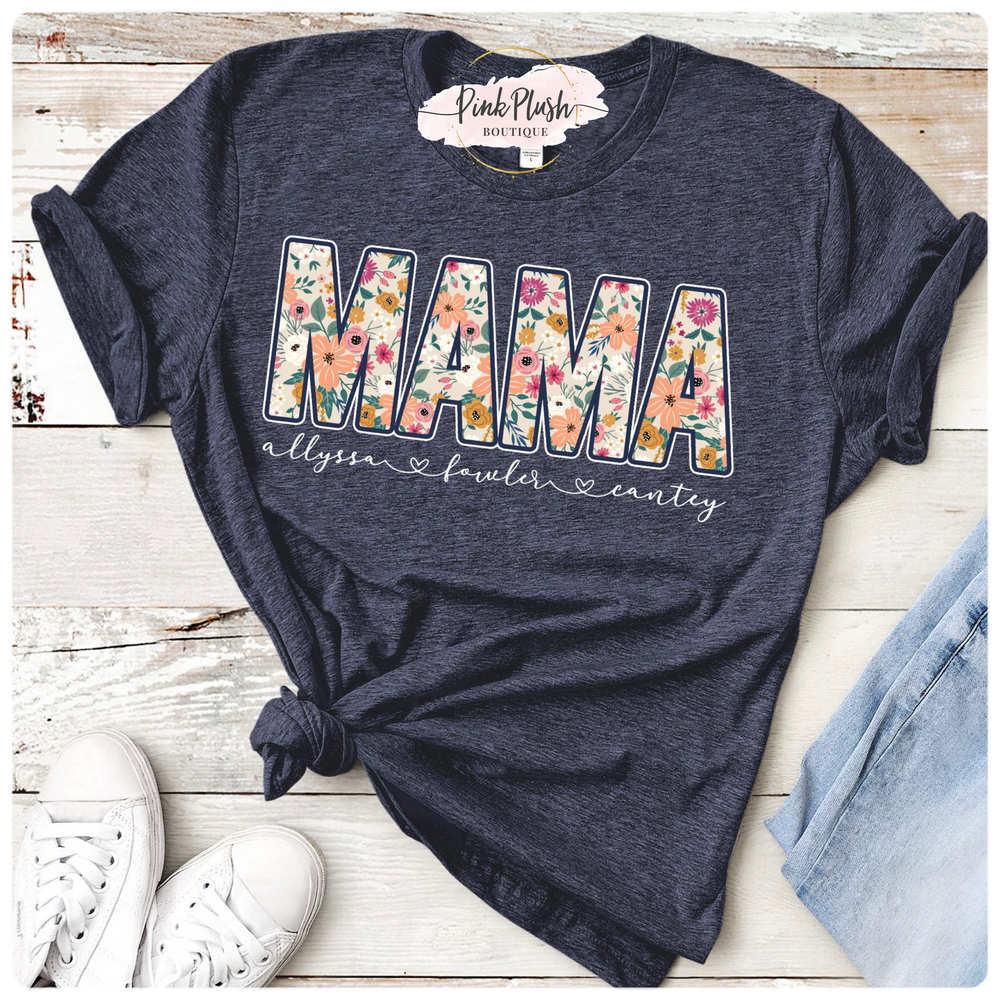 Floral “MOM / GRANDMA” Personalized T-shirt