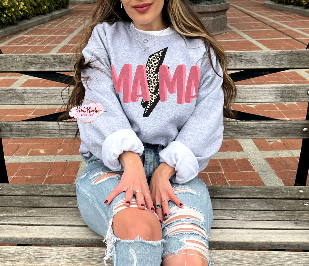 grey and hot pink mama and mini sweatshirts